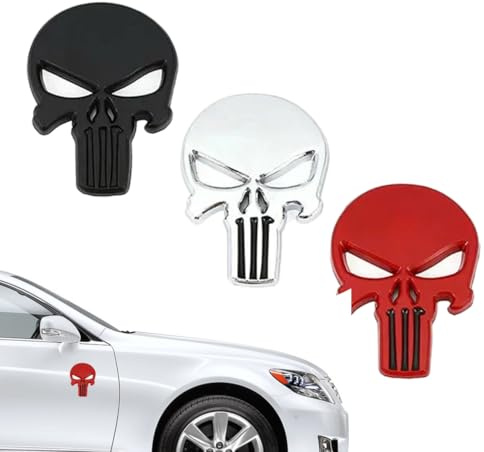 3 Metall-Totenkopf-Aufkleber für Auto und Motorrad, 3D-Skelett-Aufkleber