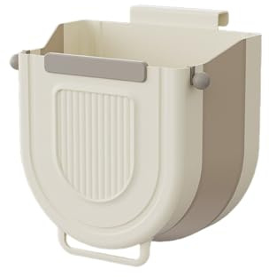 Bncxdc Cubo de basura de cocina, cubo de basura de alimentos, plegable, para colgar, montado en la pared, para cocina, camping, armario, baño, oficina, coche, dormitorio (blanco, 7 L)