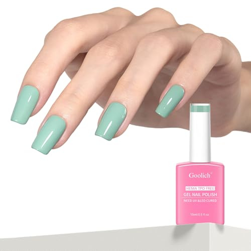 Goolich Green Gel Polish, 15 ML HEMA & TPO Free Sage Green Gel Nail Polish Soak off U V LED Fall Winter Nail Art Design Manicure Salon for Women Girl