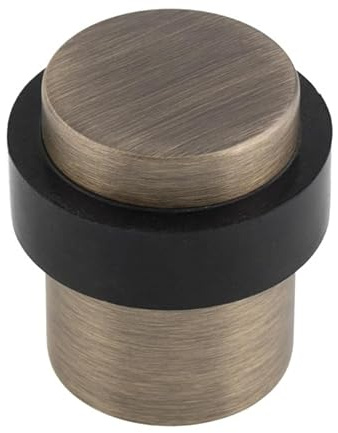 Kooples Hardware Floor Mounted Pedestal Door Stop Raised Metal Stopper with Rubber Ring – Screw Fix Base for Wall and Door Protection in Homes, Offices, Hotels (Antique Brass, Standard)