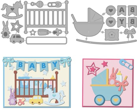 MAYJOYDIY Neugeborenen Shaker Metall Stanzformen Sternschleife Stanzschablonen Kaninchen Auto Prägeschablone Stanzformen Für DIY Scrapbooking Alben Dekorative Prägung Papierkartenherstellung