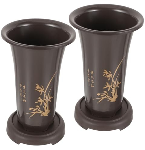 Homoyoyo 2 Juegos Macetas para Orquídeas de con Bandeja Maceteros Grandes Estilo Barro Morado para Plantas de Interior para Sala Cocina y Escritorio