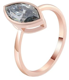 Lirzxin Partnerringe Damen Rosegold 750 18K, Eheringe Verlobungsringe Trauringe Elegant Solitärring mit Marquise Moissanit Grau 2ct Hochzeit Ringe Damen Rosegold Größe 52 (16.6)
