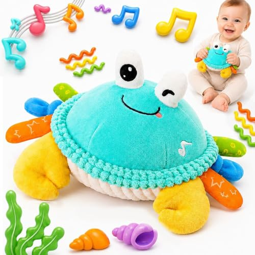 Innofans Krabbe Baby Spielzeug für Babys 6-18 Monate mit Tanz und Hüpffunktion - Musikalische Krabbel Plüschtier - Babyspielzeug ab 6 Monate fürs Krabbeln Lernen - Geschenk für Kinder ab 1 Jahr