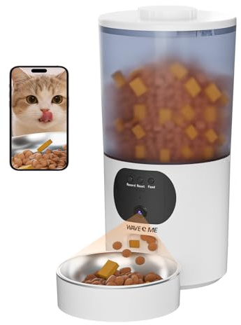 5L Futterautomat Katze mit App Steuerung, Smarter Automatischer Futterspender für Katzen & Hunde, 10s Sprachaufnahme & 2-Wege-Audio, Personalisierter Fütterungsplan, Doppelstromversorgung
