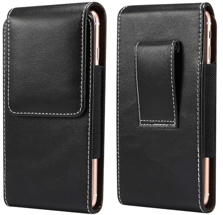 Handytasche Gürtel Vertikal PU-Leder Handy Gürteltasche Herren für iPhone 17 16 15 14 13 12 11 Pro Max Plus Samsung Galaxy S25 S24 S23 Ultra A70 A54 A53 Nokia 2.4 Xiaomi Redmi Note 13 Pro, Schwarz
