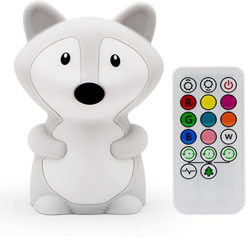 Tekemai Nachtlicht, Nachttischlampe, Schlafzimmerlicht, LED-Leuchten, Lampe für Kinder, Babyzimmerlampe, bruchfest, einstellbare Helligkeit und Farbe, Touch-Steuerung + Fernbedienung - Fuchs