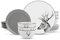 Ceramic Plates and Bowls Sets for 6, 18 Piece Rustic Deer Dinnerware Sets, Porcelain Dishes Set, Microwave Safe & Dishwasher Safe, Service for 6, Warmful for Holiday, Christmas or Any Occasion