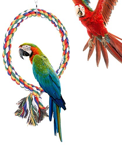 Vogel Ring Barsch Vogel Seil Barsch Käfig Kauspielzeug Bunte Baumwollseil Kletterring Kreis Schaukel Haustier Vogel Barsch beißen Stehendes Spielzeug