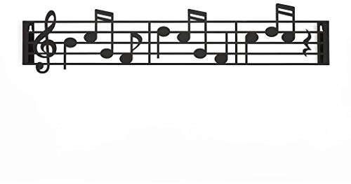 Balvi Patère Musik Couleur Noir en Forme de partition de Musique en clé de Sol Vis fournie Fer 44 cm