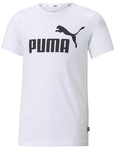 PUMA Jungen Ess Logo Tee B T-Shirt, Puma White, 152 EU