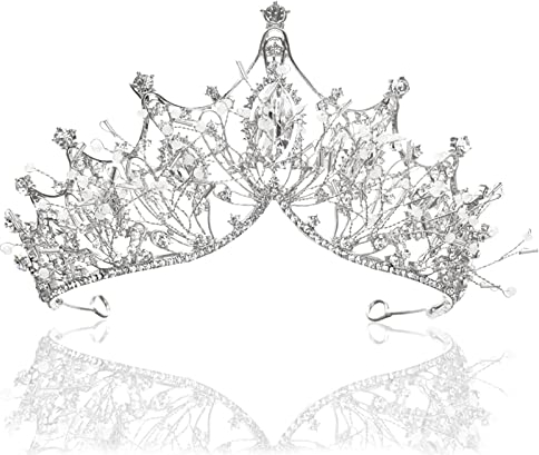 ysister Kristall Tiara Krone,Hochzeit Diadem,Strass Prinzessin Tiara Krone Tiara,Krone Strass,Pageant Braut Tiara Krone,für Hochzeitsfeier,Cosplay,Geburtstag,Halloween,Festzüge,Bankett (Silber)