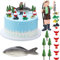 16 Pcs Gone Fishing Cake Decoration Gone Fishing Cake Topper Birthday Party Supplies for Man Kids Boy Girls Fisherman Themed Party Decor, Mixed Styles
