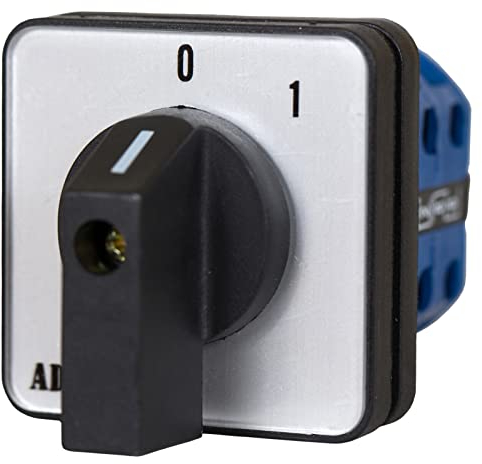 ADELID Universal-Nockenschalter 0-1 Drehschalter Wechselschalter 16A 230/400V 3 Phasen 2 Positionen, Silber, Schwarz, Grau