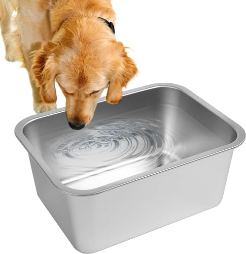 Sbayool 11.4 L Stainless Steel Dog Bowls, Extra Large Dog Water Bowl for Medium to Large Dogs, Durable Dog Food Bowls Anti Fall and Easy to Clean Heavy Duty Insulated 36 * 27 * 15cm