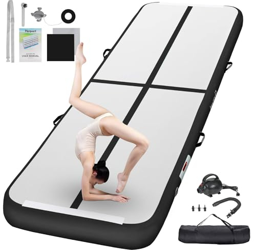 FBSPORT Trainingsmatte, 10 cm, Höhe, aufblasbar, Air Tumbling Track 3 m, Gymnastikmatte, aufblasbar, Tumbling, Gymnastikmatte, für Turner, Tumbling, Yoga, mit Pumpe