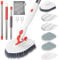 Roxanex 3-in-1 Badezimmer-Wannenfliesenschrubber, 5 Scheuerbürsten, verbesserte Duschreinigungsbürste für Badewanne, Boden, Wand, Küche, Nassraum, Auto, Sockelleiste, ausziehbarer 130 cm langer Griff