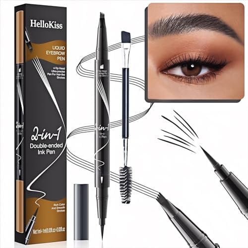2 Stück Augenbrauenstift Wasserfest, 2-in-1 Dual-Ended Microblading Augenbrauenstift, Wischfest Eyebrow Pencil Kann Leicht Natürliche Augenbrauenfarbe(2 Stück Grau)