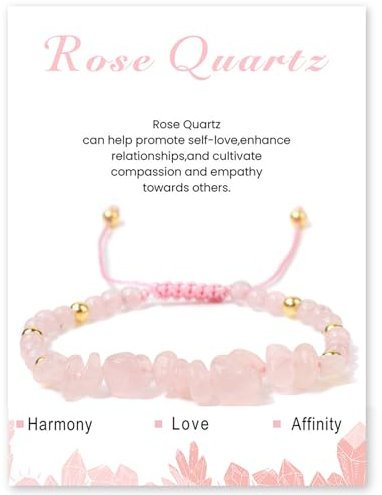 GUSXPPD Bracelet Pierre Naturelle, RéGlable En Perles Bracelet, Bracelets De Perles 4mm, Gemstones Friends Bracelets Pour Femmes et Fille (Quartz rose)