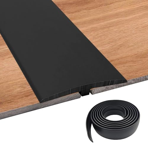 Übergangsprofil T Profil,Übergangsleiste Selbstklebend 3M x 5CM,Türschwellen Leiste, PVC Abdeckleiste Flexible für Verbindungsböden Lücken von Laminatdielenfliesen (Schwarz)
