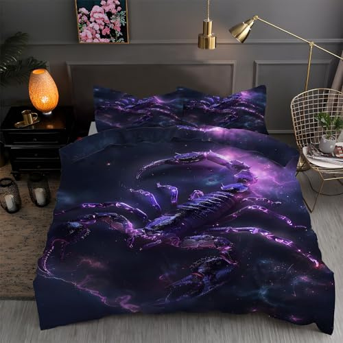 LLSZAHD BettwäSche 135x200 Skorpion, Mythisches Monster Bettbezug 135 x 200 3 Teilig mit ReißVerschluss Weich und BüGelfrei BettwäSche-Sets - WendebettwäSche mit 2 Kissenbezug 80x80