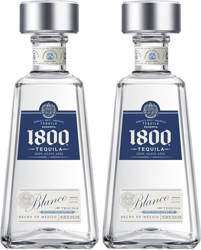 1800 -Tequila 1800 Silver 700ml, 38º - Tequila Premium Mezcla 100% Agave Azul - Elaborado especialmente para cócteles (Paquete de 2)