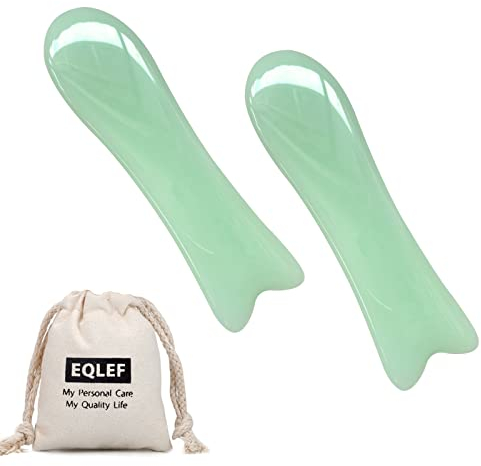EQLEF® 2 Stück Natürliche Jade Guasha Dichtungen in Fischform Guasha Scapper