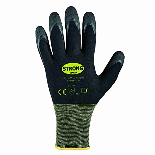Beschichteter Handschuh Anniston, Nitril, doppelt, Schwarz