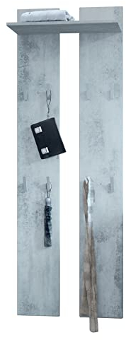 Vladon Wandpaneel 170, Made in Germany, Garderobenpaneel bestehend aus 2 Paneelen und 1 Ablagefläche, Beton Oxid Optik (57 x 170 x 20 cm)