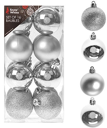 PMS SET OF 16 5CM BAUBLES IN PVC BOX SILVER