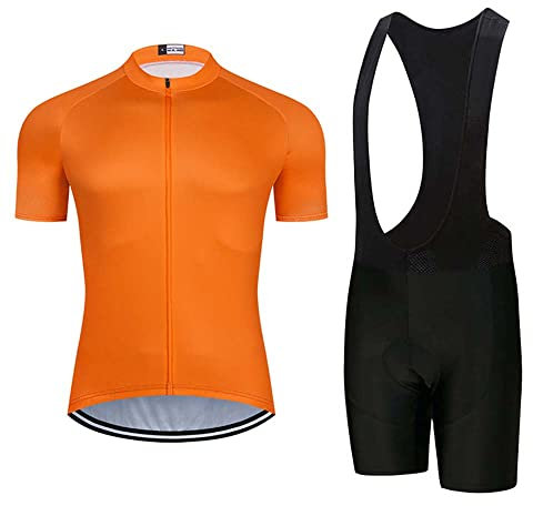 Herren Quick-Dry Radtrikot Set Rennrad Fahrradshirt + Trägerhose mit 9D Gel Pad MTB Reitbekleidung Kit