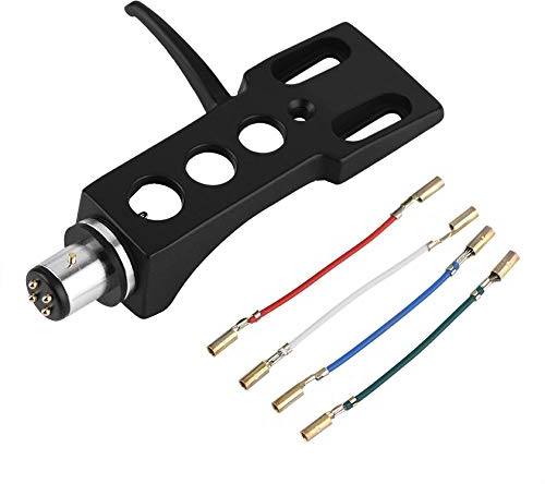 Tihebeyan Black Plastic Turntable Headshell Mount with 4 Oxygen Free Copper Lead Wires, Universal LP Turntable Cartridge Phono Headshell Replacement Mount