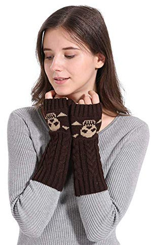 Fingerlose Handschuhe Damen Mädchen Gestrickte Handwärmer Warm Winterhandschuhe Armstulpen Halbfinger Armwärmer Indoor Outdoor Fäustlinge Büro Freizeit Handstulpen für Reise Skifahren Schreiben