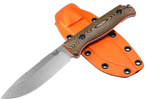 Benchmade Unisex-Erwachsene 15002-1 Sattel MTN Skinner R/L, Schokolade/Braun/Ahorn, Orange G10-Drop Point