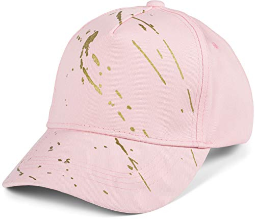 styleBREAKER Damen 5-Panel Cap Einfarbig mit goldenen Farbspritzern, Baseball Cap, Basecap, verstellbar 04023071, Farbe:Rose
