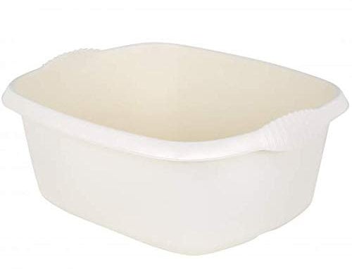 Wham Plastic Rectangular Washing Up Bowl , Kitchen Basin Sink Cutlery Tidy Bowl (Soft Cream)