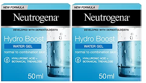 Neutrogena Hydro Boost Acqua Gel, Crema idratante viso in gel leggero a base acqua, Crema viso Acido Ialuronico per un'idratazione intensa della pelle mista e sensibile, 2 x 50 ml – Esclusiva Amazon