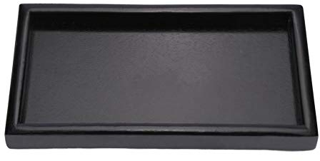Holz Tee Tablett, schwarzes Rechteck Serviertabletts Kaffee Snack Essen Mahlzeiten Teller zum Frühstück im Bett, Mittagessen, Abendessen, Terrasse, Badezimmer, Restaurant, Grill, Party(22x12cm)