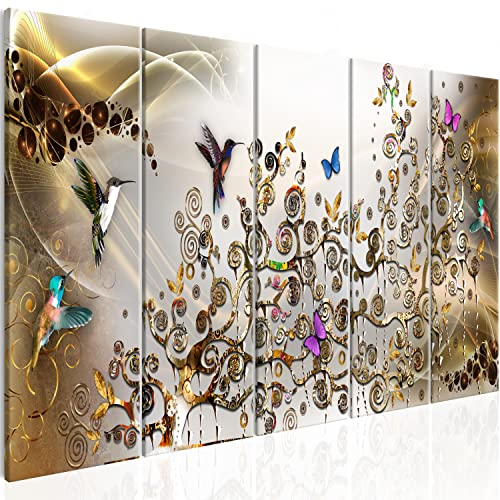 murando Acrylglasbild a'la Gustav Klimt 100x40 cm 5 Teilig Wandbild auf Acryl Glasbilder Kunstdruck Moderne Acrylglas Platte Wanddekoration Geschenke Heimdekoration Glasbild - Abstrakt Kolibri