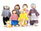 Jzszera Holzpuppenhaus Menschen von 7 Figuren und 2 Haustieren, Familienpuppen, kleine Figuren, Spielzeug für Kinder, Mädchen, Kinder, Pretend Puppenhaus Geschenk
