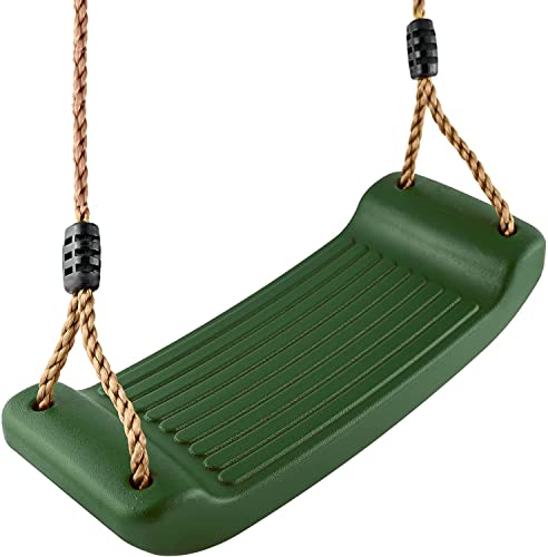 Schaukelsitz/Schaukelbrett/Brettschaukel aus witterungsbeständigem Kunststoff, Seile verstellbar bis 200 cm, Farbe: (dunkelgrün)