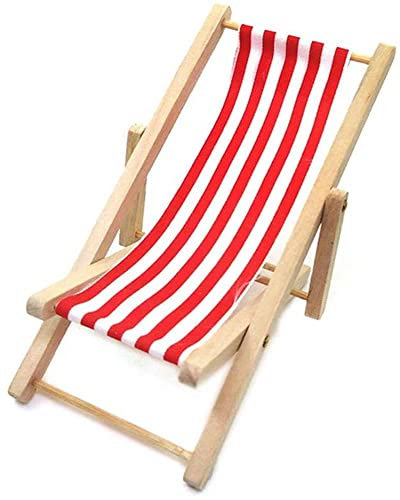 GIVBRO Mini Strandkorb Faltbarer Holz Liegestuhl für Puppenhaus Dekoration Möbel Zubehör, 1PC (#C)