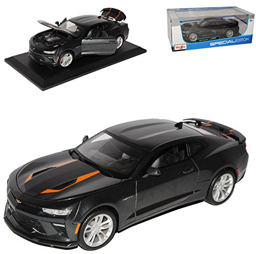 Chevrolet Camaro 2017 Fifty Anniversary 50. Geburtstag Edition Coupe Grau Schwarz mit Orange 6. Generation Ab 2015 1/18 Modell Auto