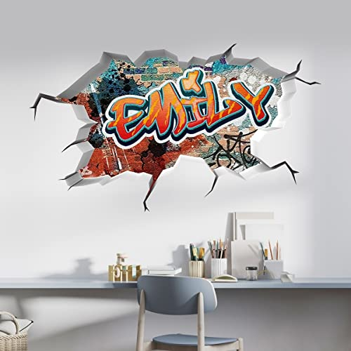 tjapalo® pkvr25 3D Wandtattoo Graffiti Name Wandaufkleber Kinderzimmer Mädchen wandtattoo Teenager Mädchen Cooles Wandtattoo Kinderzimmer Name, Größe: B64xH37cm