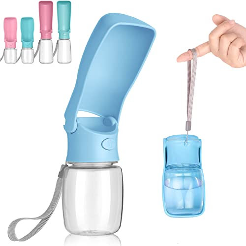 Canareen Portable Dog Water Bottle, Leak Proof Travel Water Bottle for Dogs & Cats, Foldable Dog Drinking Bottles for Walking, Hiking, Outdoor Activities (350ml, Blue)