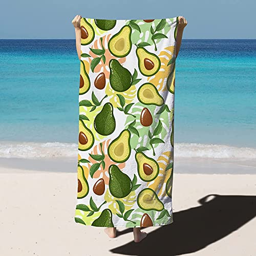Strandtuch Obst, Mikrofaser Strandtuch Avocado Handtuch Groß 80x160 cm Badetuch Strandhandtuch Schnell Trocknendes Sandfreies Weiches Saunatuch, reisehandtuch, Badehandtuch