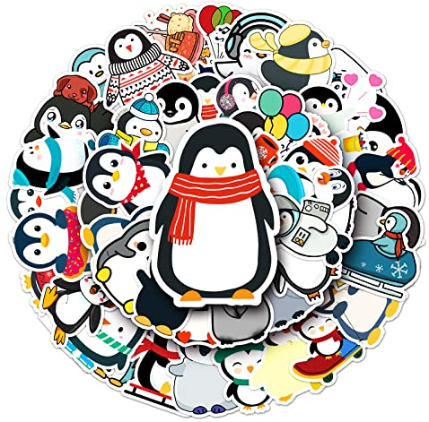 Pinguin Aufkleber für Laptop(50 PCS),Geschenk für Kinder Teens Erwachsene Jungen,Pinguin Stickers Wasserdichte Vinyl Aufkleber für Scrapbook,Skateboard,Auto,Gepäck