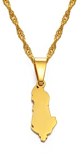YZyizhen Halskette Mit Anhänger Mit Albanien-Karte – Landumriss-Anhänger, Dünne Kette, Zierlicher Patriotischer Mini-Schmuck, Albanischer Ethnischer Stil, Hip-Hop, Frauen, Männer, Mädchen, Unisex-Ge