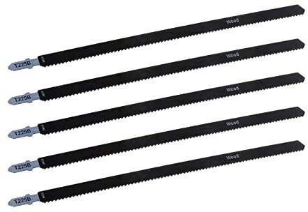 qinggw 5 pièces 250mm Lame de scie sauteuse HCS Lame de scie sauteuse Panneaux de Feuille Bois Dur métal Coupe Bois Coupe T225B (Taille : 250mm)