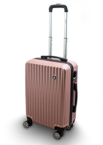 Lacestone Barut Trolley Hartschalen Koffer Hartschalenkoffer Hardcase Größe M - Modell General (Rosegold)